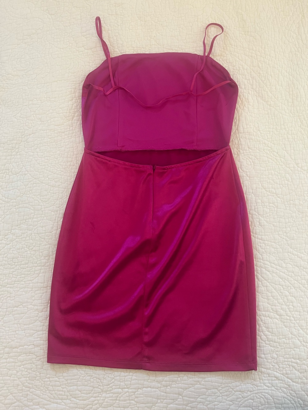 Hot Pink Satin Mini Dress - Picture 4 of 6